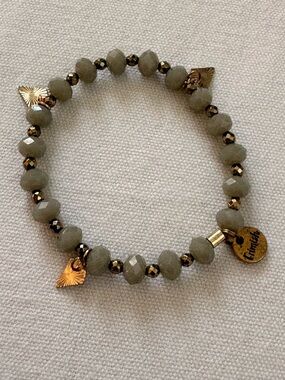 Erimish Sage Green Beaded Bracelet with Gold Accents